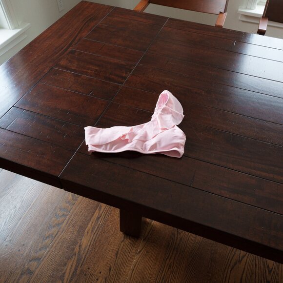 New pink ruffle asymmetrical bikini top - Picture 1 of 3